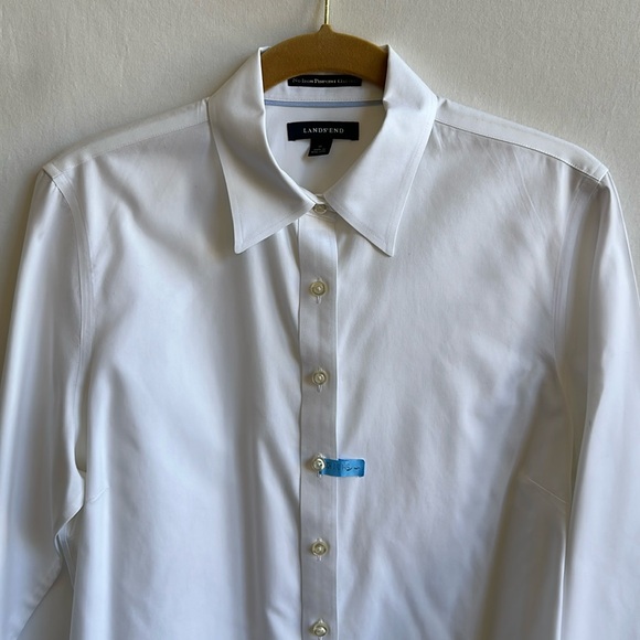 Lands’ End white no iron pinpoint Oxford button-down shirt, size 10 - Picture 2 of 6